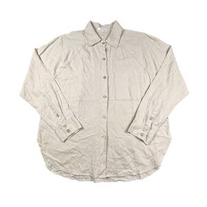 Z Supply Women's Linen Blend Button Up Shirt Beige Lightweight Cover Up M Resort